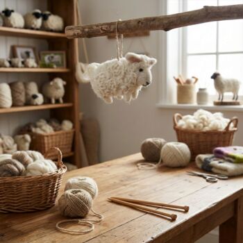 Handmade Felt Barbara The Sheep Hanging Decoration, 5 of 5