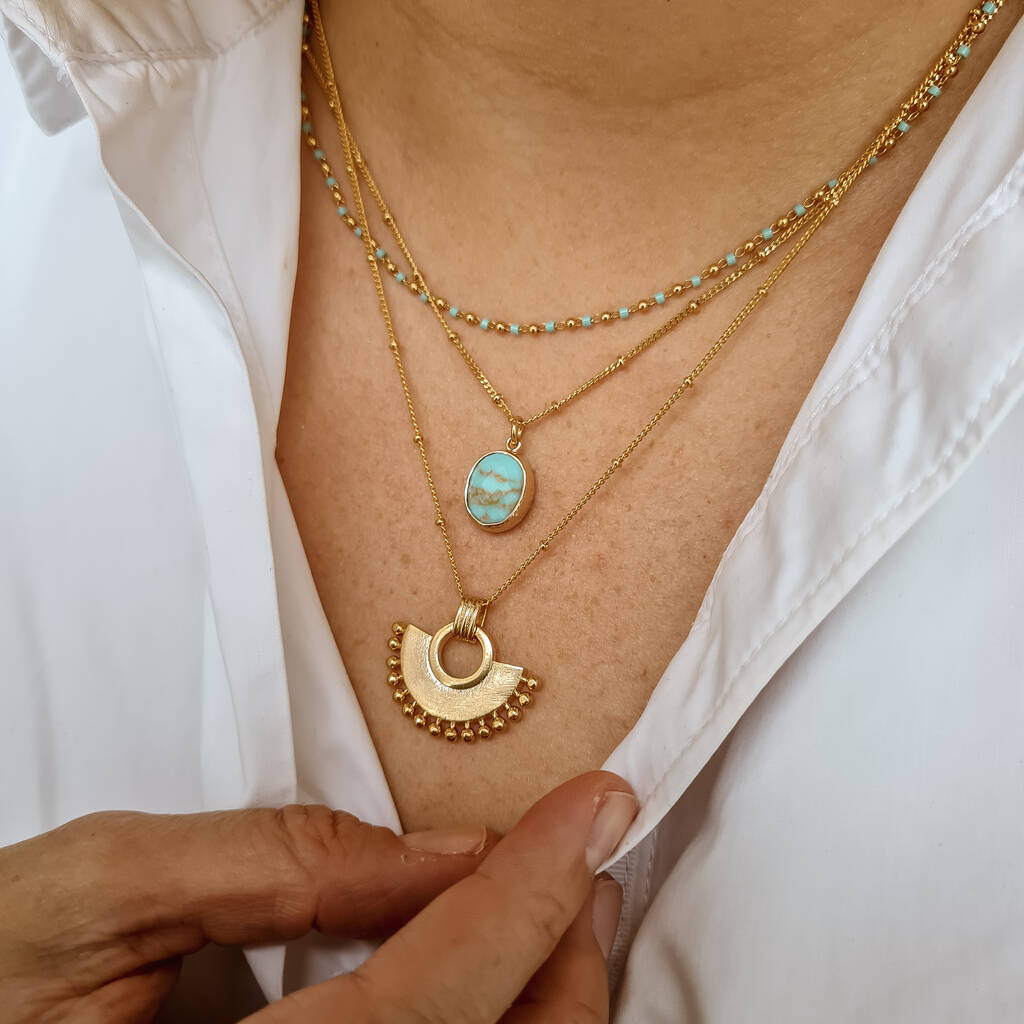 Turquoise Gemstone Layering Necklace Set, 1 of 5