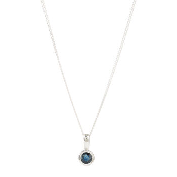 September Birthstone Sapphire Silver Charm Necklace, 4 of 10