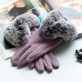 Fluffy Faux Fur Wave Cuff Suede Effect Gloves, thumbnail 3 of 12