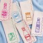 Set Of Six Embroidered Food Condiment Napkins, thumbnail 1 of 11