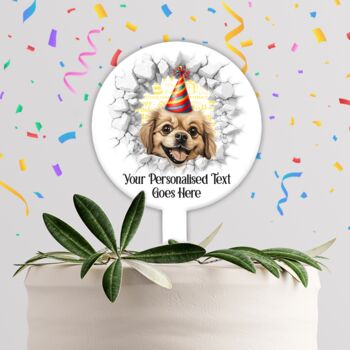 Personalised Tibetan Spaniel Birthday Break Through, 3 of 8