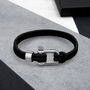 Personalised Men's Nautical Double Strand D Shackle And Black Rope Bracelet, thumbnail 4 of 6