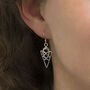 Sterling Silver Celtic Triangle Dangly Earrings, thumbnail 3 of 4