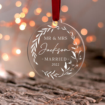 Personalised First Christmas Married Christmas Bauble, 8 of 11