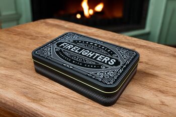 Firelighter And Match Tin Set Fireside Storage Living Room Home Gift In Cream, 11 of 12