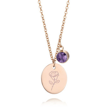 Personalised Birth Flower With Birthstone Necklace, 6 of 11