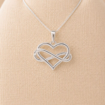 Personalised Small Sterling Silver Infinity Heart Pendant Necklace, 3 of 10
