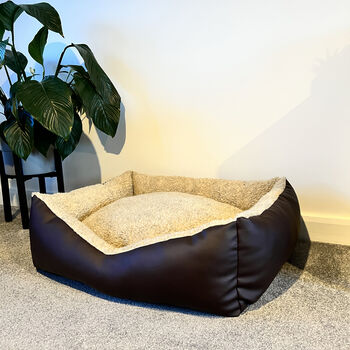 Vegan Leather And Sherpa Fleece Lined Dog Bed, 12 of 12