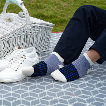 Multistripe And Oxford Stripe Men's Trainer Socks Bundle, 2 of 10