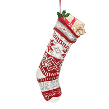 Personalised Chunky Knit Fair Isle Christmas Stocking, 2 of 5