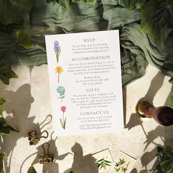 Spring Flowers Flat Evening Wedding Invitations, 6 of 7