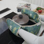 Blue Double Oven Gloves With Floral Design, thumbnail 2 of 6