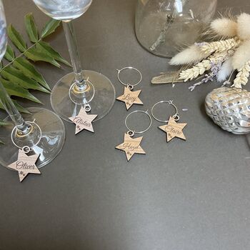 Personalised Christmas Star Wine Glass Charms, 3 of 12