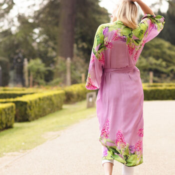 Buddleia Viscose Kimono Robe With Floral Print, 3 of 7
