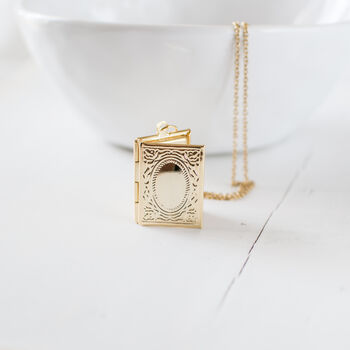 Gold Plated Book Locket Necklace, 7 of 10