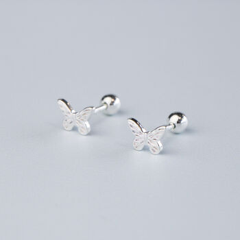 Sterling Silver Butterfly Screw Back Stud Earrings, 2 of 5