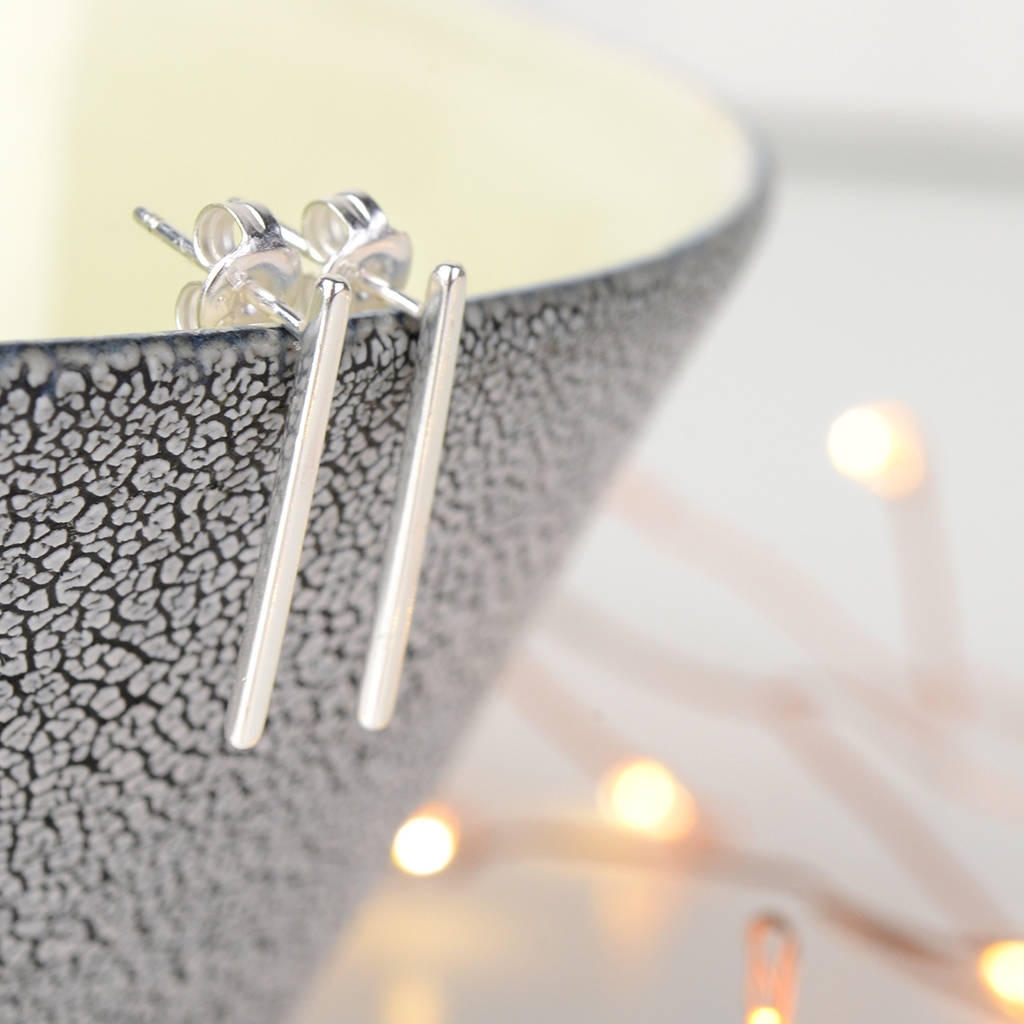 bar silver earrings