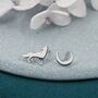 Sterling Silver Wolf And Moon Stud Earrings, thumbnail 3 of 7