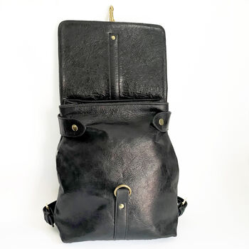 Black Leather Backpack Medium, 3 of 5