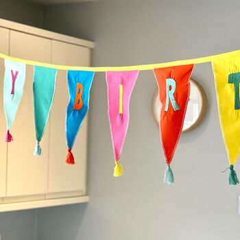 Rainbow 'Happy Birthday' Fabric Bunting 3m, 4 of 5