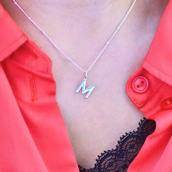 Sterling Silver Modern Initial Charm Necklace, 3 of 8
