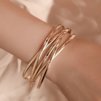 Chunky Rose Gold Plated Multi Strand Bangle, 2 of 5