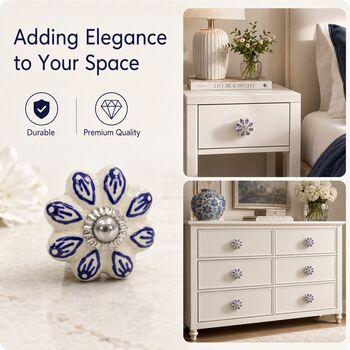 Indigo Petal Ceramic Cabinet Knobs, 8 of 9