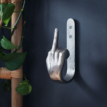 Silver Hand 'Middle Finger' Wall Hook, 4 of 4