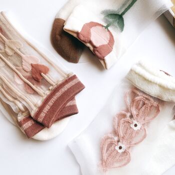 Retro Floral Mesh Socks, Gift For Mum, 4 of 10