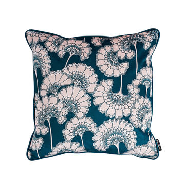 Forest Green And Blush Velvet Patterned Cushion, 4 of 8