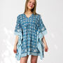 Blue Floral 100% Cotton Beach Kaftan, thumbnail 1 of 7