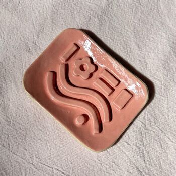 Geometric Pink Ceramic Soap Dish, 2 of 3