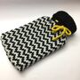 Charcoal And White Zig Zag Knitted Hot Water Bottle, thumbnail 1 of 4