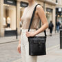 Women's Black Genuine Leather Shoulder Bag, Cross Body Bag, thumbnail 1 of 4