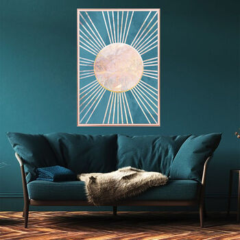 Sun Boho Blue Marble Gold Wall Art Print, 4 of 5