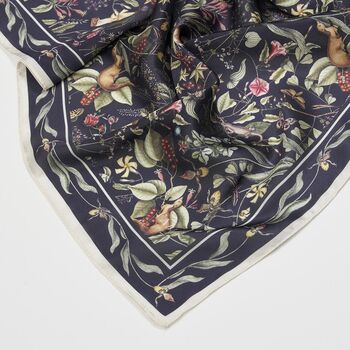 Wolf Garden Navy Square Scarf, 3 of 3