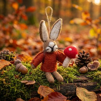 Handmade Felt Autumnal Russell Hare Hanging Decoration, 3 of 6