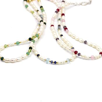 Simple Pearl And Gemstone Beaded Necklace, 3 of 12