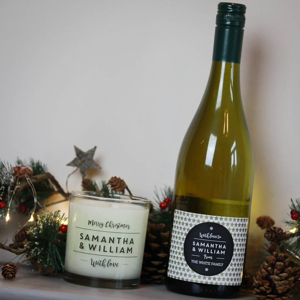 Personalised Wine And Fragranced Candle Gift Set By Intervino