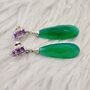 Green Onyx, Emerald, Amethyst Dangle Earrings, thumbnail 1 of 10