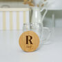 Personalised Initial Double Wall Glass Mug With Bamboo Lid, thumbnail 4 of 5
