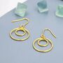 Sterling Silver Double Circle Drop Hook Earrings, thumbnail 3 of 12