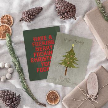 Funny Christmas Cards Set Of Eight A6 Size Adult Humour Xmas Designs, 3 of 5