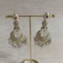 Meenakari White Gold Plated Dangle Indian Earrings, thumbnail 5 of 7