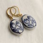 Oval Blue Tulip Earrings, thumbnail 3 of 6
