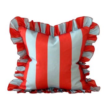 Outdoor Ruffle Striped Cushion, 4 of 6
