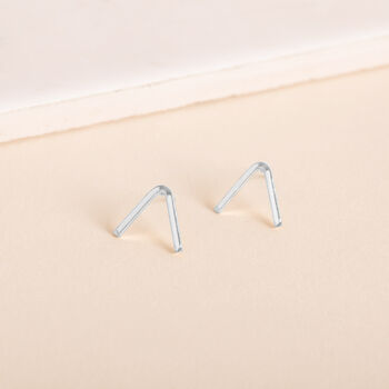 Simple Silver Colour V Shaped Stud Earrings, 3 of 3