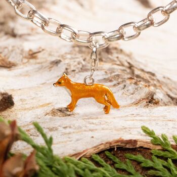 Enamelled Sterling Silver Fox Charm, 3 of 9