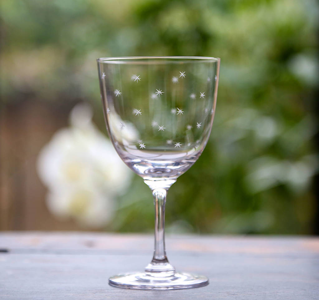Set Of Six Stars Design Wine Glasses, 1 of 3